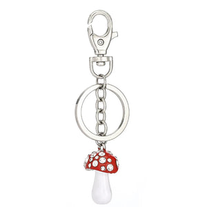Crystal Mushroom Key Chain Holder for Car Women Keychains Bag Pendant