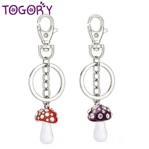 Crystal Mushroom Key Chain Holder for Car Women Keychains Bag Pendant