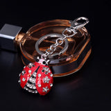 Ladybug Rhinestone Keyring Key Chain Ring Holder Purse Bag Car Keychain
