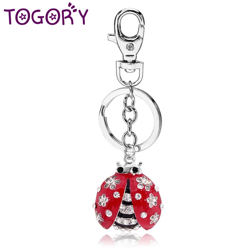 Ladybug Rhinestone Keyring Key Chain Ring Holder Purse Bag Car Keychain
