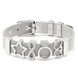 Adjustable Stainless Steel Mesh Bracelet Set Love Lock Charm Bracelets Bangle