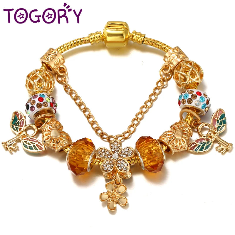 Feather Flower Beads Bracelets For Women Girl Fiancee Bijoux Pulseras