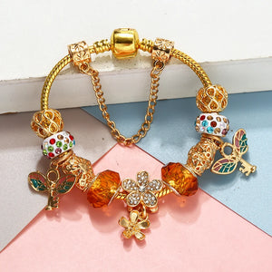 Feather Flower Beads Bracelets For Women Girl Fiancee Bijoux Pulseras