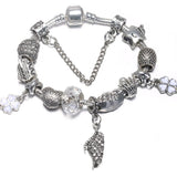 Crystal Flower Charm Bracelet Bangle Jewelry Gift