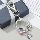 Unicorn Tangerine Shape Keychain Rhinestone Crystal Pendant