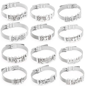 Stainless Steel Mesh Bracelet with Love Heart Charms