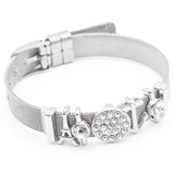 Stainless Steel Mesh Bracelet with Love Heart Charms