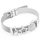 Stainless Steel Mesh Bracelet with Love Heart Charms