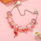 Red Crane Pendant Charm Bracelet With Silver Chain For Women Men Girls