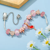 Red Crane Pendant Charm Bracelet With Silver Chain For Women Men Girls