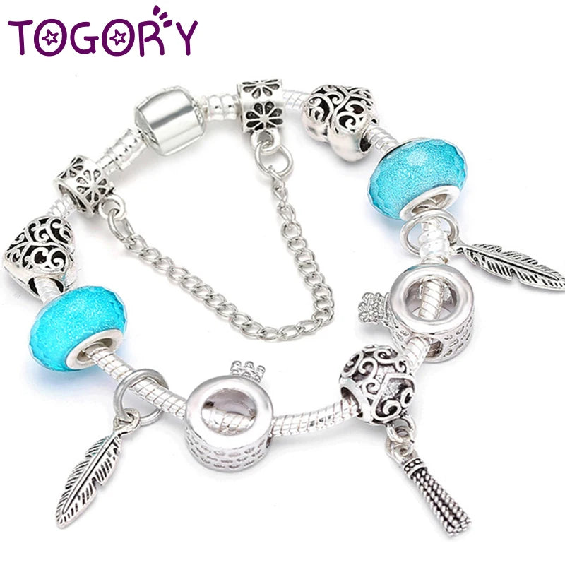 DIY Crown & Feather Charm Bracelets for Couples