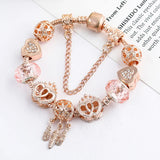 Heart to Heart Crystal Beads Bracelet Silver Plated