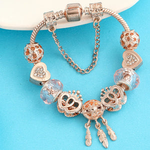 Heart to Heart Crystal Beads Bracelet Silver Plated
