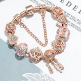 Heart to Heart Crystal Beads Bracelet Silver Plated