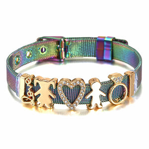 TOGOTY 10mm Mesh Charm Bracelets Set Stainless Steel Bangles Pack