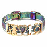 TOGOTY 10mm Mesh Charm Bracelets Set Stainless Steel Bangles Pack