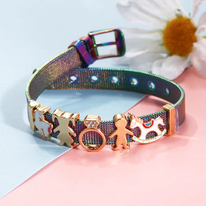 TOGOTY 10mm Mesh Charm Bracelets Set Stainless Steel Bangles Pack