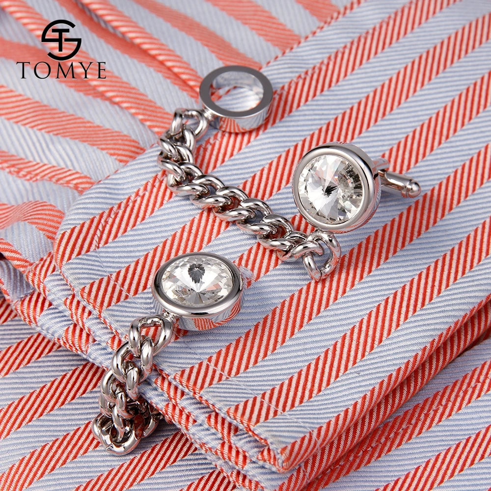 Silver Chain Crystal Cufflinks French Shirts Copper Accessories XK18S003