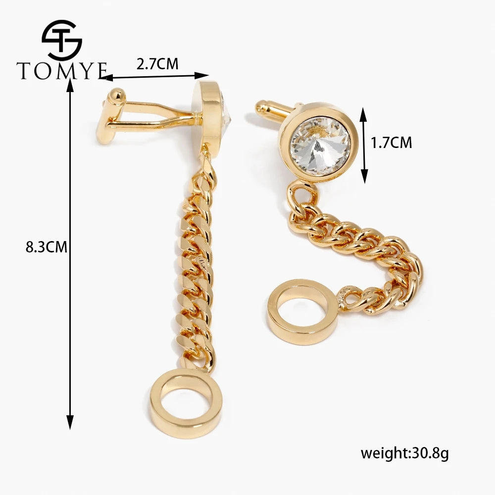 Silver Chain Crystal Cufflinks French Shirts Copper Accessories XK18S003