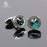 Green Crystal Copper Cufflinks for Men XK19S010