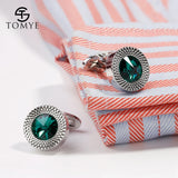 Green Crystal Copper Cufflinks for Men XK19S010