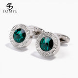 Green Crystal Copper Cufflinks for Men XK19S010