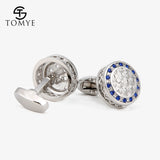Men's French Shirt Round Crystal Cufflinks XK18S026