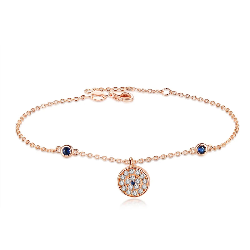 925 Silver Evil Eye Bracelet Real Zircon Turkey Eye Wedding Jewelry Gift