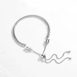 925 Silver Beads Bracelet Adjustable DIY Women Men Snake Chain