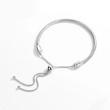 925 Silver Beads Bracelet Adjustable DIY Women Men Snake Chain