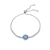 925 Silver Evil Eye Tennis Bracelet CZ Box Chain