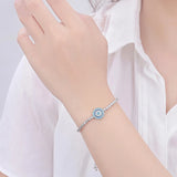 925 Silver Evil Eye Tennis Bracelet CZ Box Chain