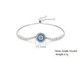 925 Silver Evil Eye Tennis Bracelet CZ Box Chain