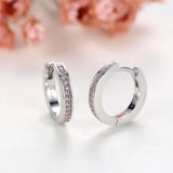 925 Silver Pink CZ Hoop Earrings for Women Indian Jewelry