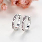 925 Silver Pink CZ Hoop Earrings for Women Indian Jewelry