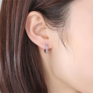 925 Silver Pink CZ Hoop Earrings for Women Indian Jewelry