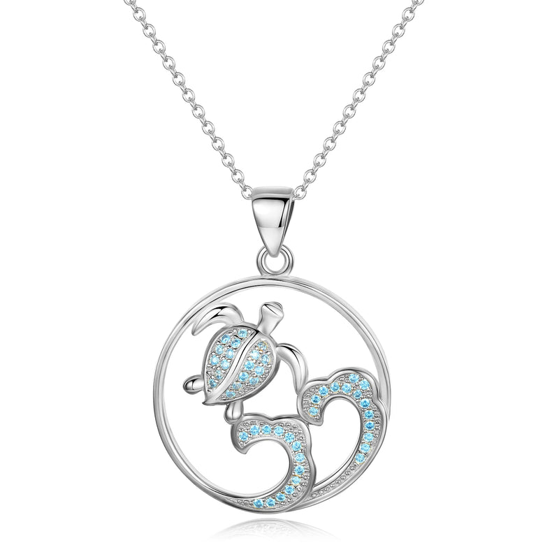 Long Necklaces Pendant Tortoise Round CZ Chokers Necklaces For Women