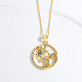Long Necklaces Pendant Tortoise Round CZ Chokers Necklaces For Women