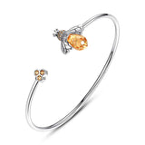 925 Silver Bee & Honeycomb Bracelet Crystal Jewelry