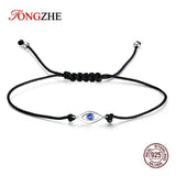 925 Silver Evil Eye Bracelet Turkey Jewelry Adjustable Rope Chain Gift