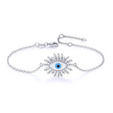 925 Silver Evil Eye Bracelet CZ Rainbow Hamsa Women Jewelry
