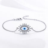 925 Silver Evil Eye Bracelet CZ Rainbow Hamsa Women Jewelry