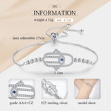 925 Silver Evil Eye Bracelet Hamsa Hand Charm Bracelets for Women
