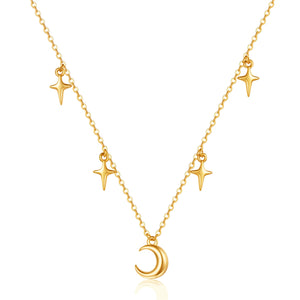 925 Silver Evil Eye Moon Necklace For Women