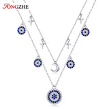 925 Silver Evil Eye Moon Necklace For Women