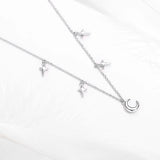 925 Silver Evil Eye Moon Necklace For Women