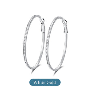 925 Silver Huggie Hoop Earrings Zircon Round Hoops