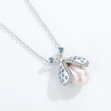 925 Silver Freshwater Pearl Necklace Pendant Honeycomb Bee Jewelry
