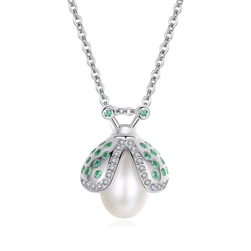 925 Silver Freshwater Pearl Necklace Pendant Honeycomb Bee Jewelry