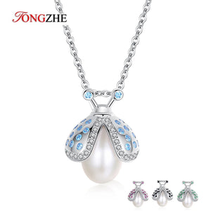 925 Silver Freshwater Pearl Necklace Pendant Honeycomb Bee Jewelry